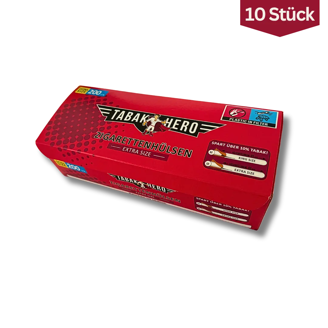 Bundle: Tabakhero Zigaretten Hülsen Extra Size (10x200 Stück)