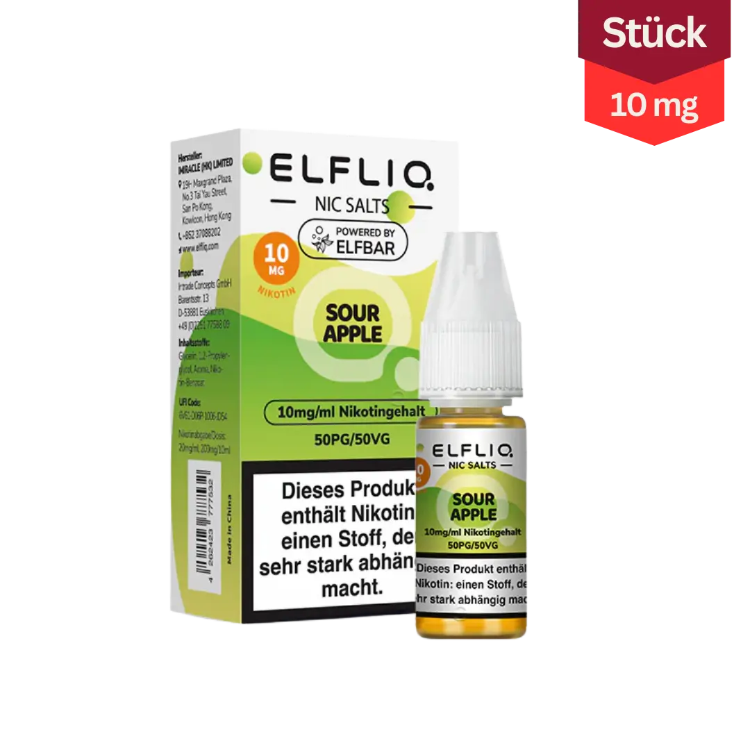 Elfliq Vape Liquid Sour Apple 10mg