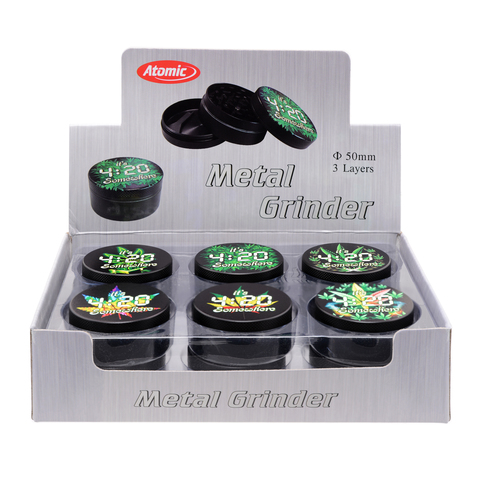 Metall Grinder Schwarz 420 Leaf (Ø 50mm / 3 Teilig)