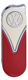 VW Volkswagen Metall Feuerzeug Kraftsoffanzeige Beige Rot