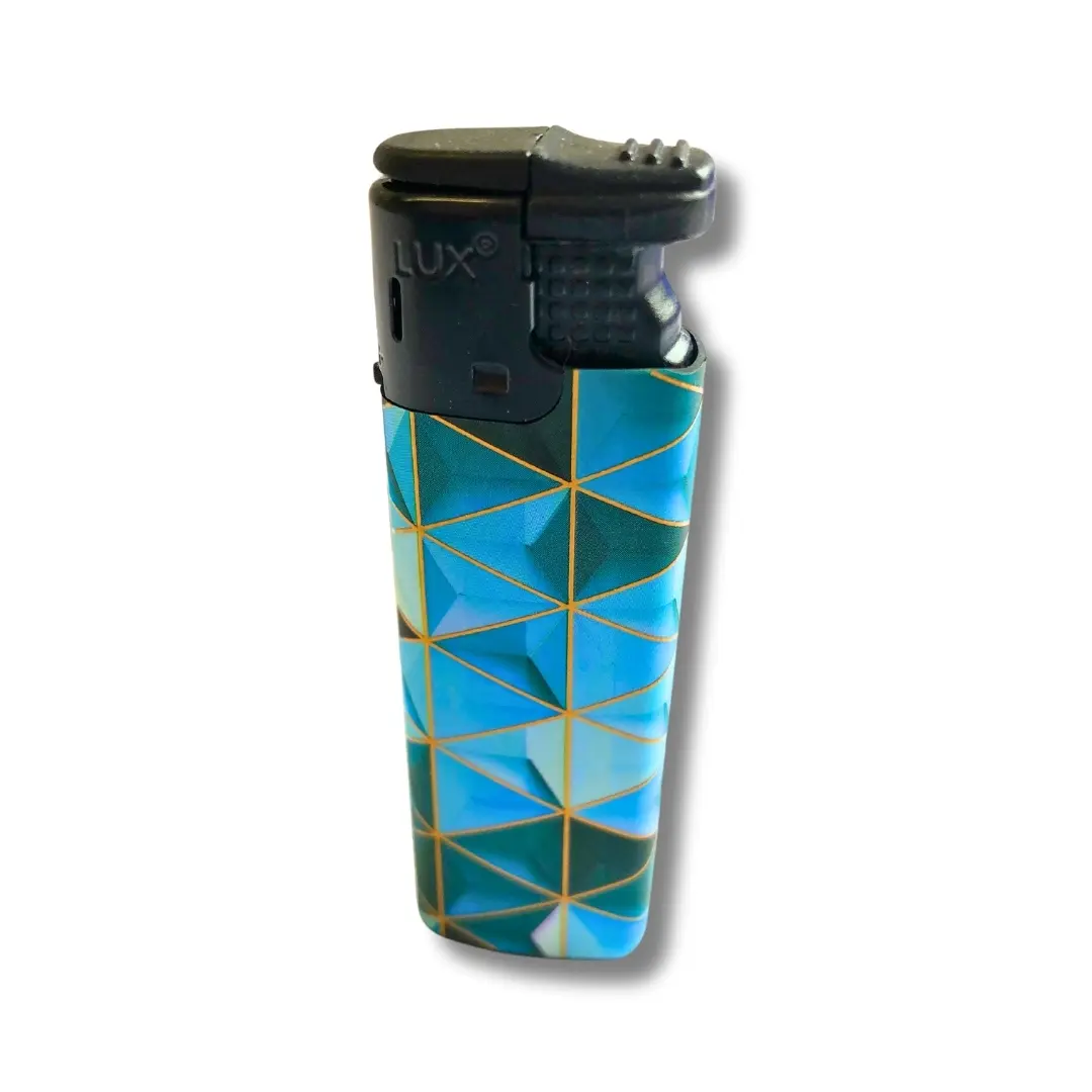 Lux Sturmfeuerzeug Jetflame Dreieck Muster Blau