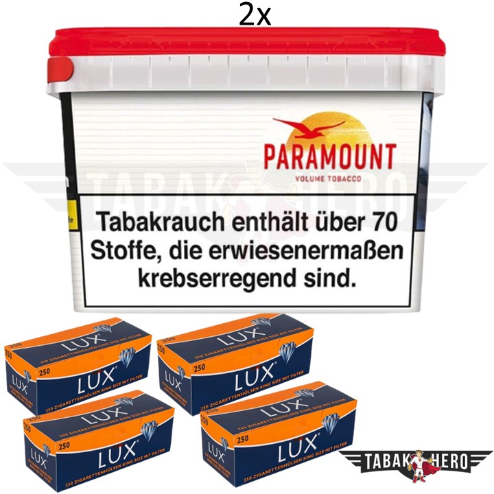 2x Paramount Tabak 165g ( Stopftabak / Volumentabak ) + 1000 Lux Hülsen