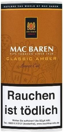 Mac Baren Classic Amber (Vanilla-Toffee Cream) Tabak 50g Pouch (Pfeifentabak)