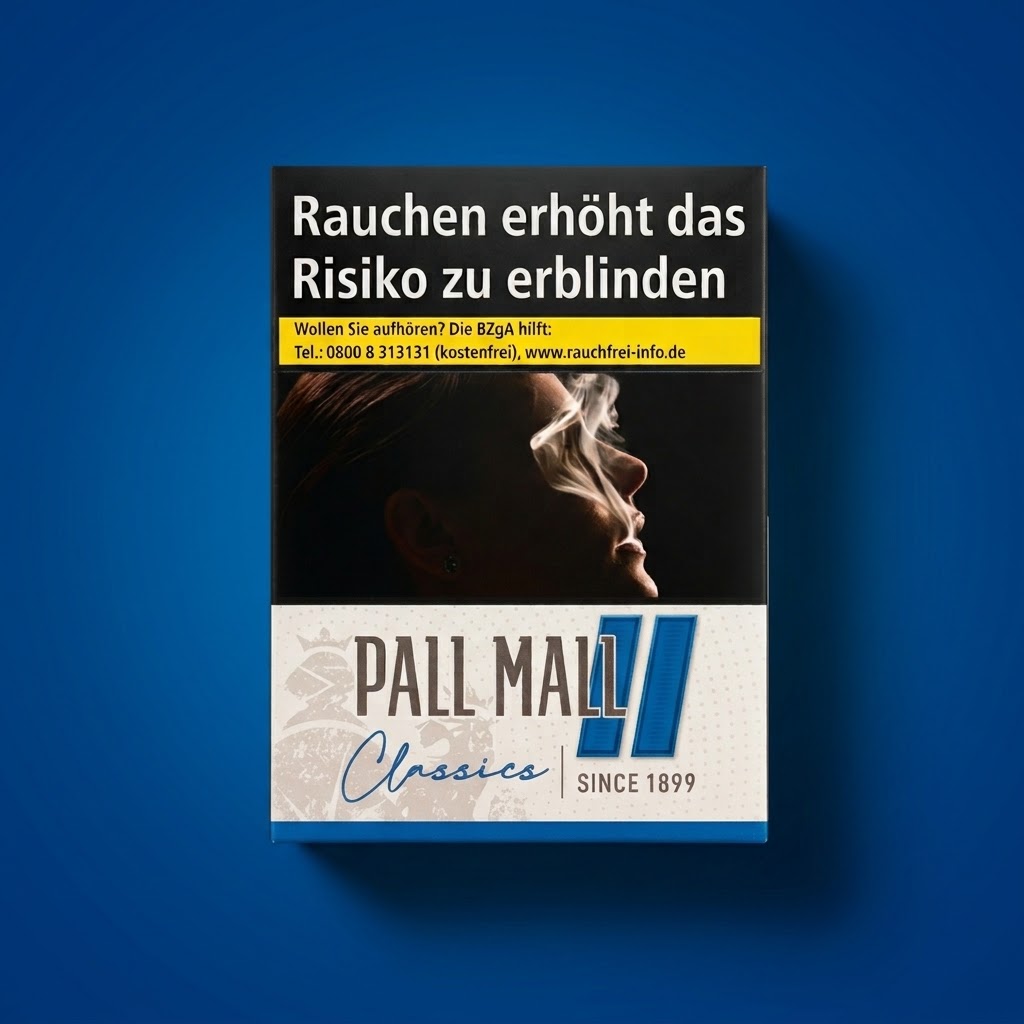 Schachtel Pall Mall Classics Blue Zigaretten mit 28 Filterzigaretten in der Super Box