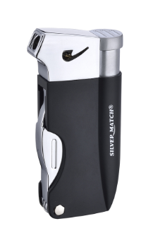 Silver Match Feuerzeug mit Pfeifenbesteck Schwarz