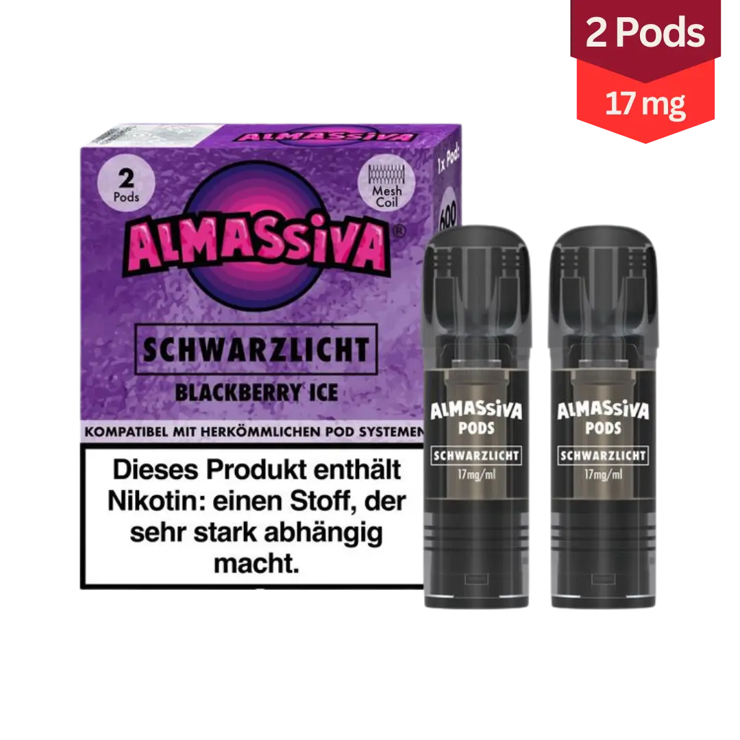 Al Massiva Schwarzlicht Blackberry Ice Vape Pods 17mg#