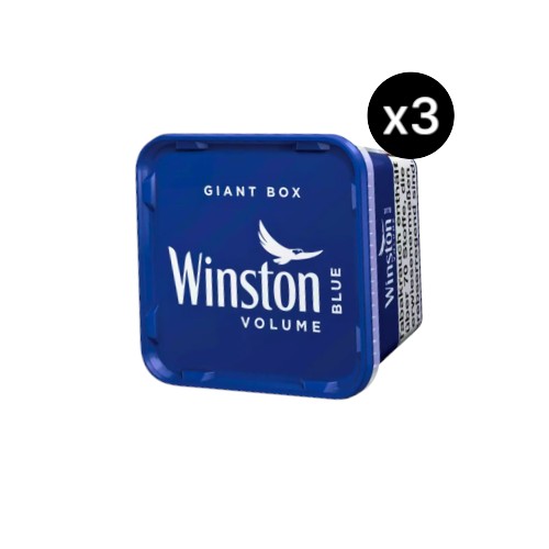 Bundle mit Winston Blue Volumentabak 3x155g Eimer. Expandierte American-Blend-Faser-Architektur für makellose Thermodynamik und höchste Stopfeffizienz.