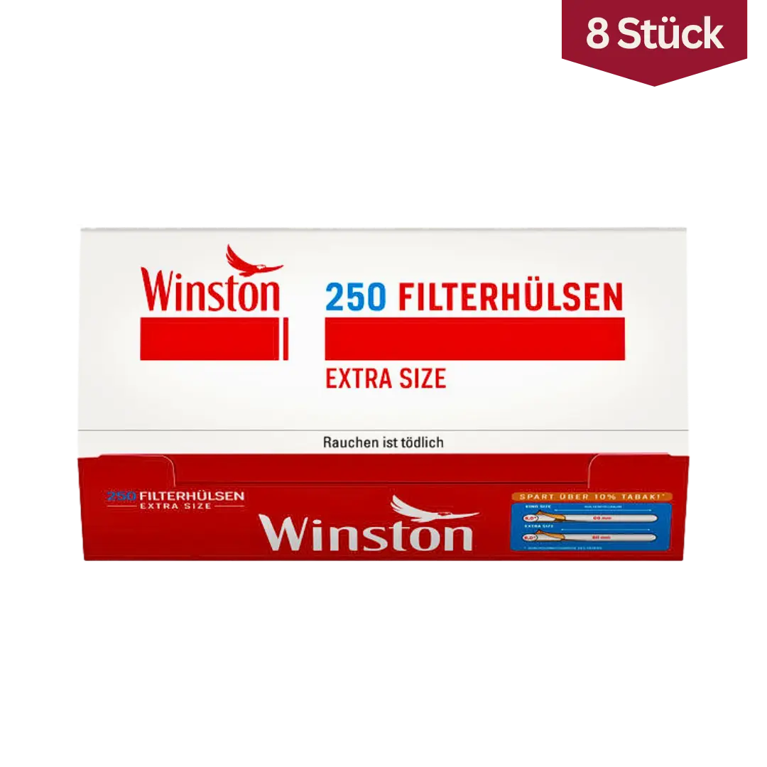 Bundle: Winston Red Filterhülsen Extra Size (8x250 Stück)