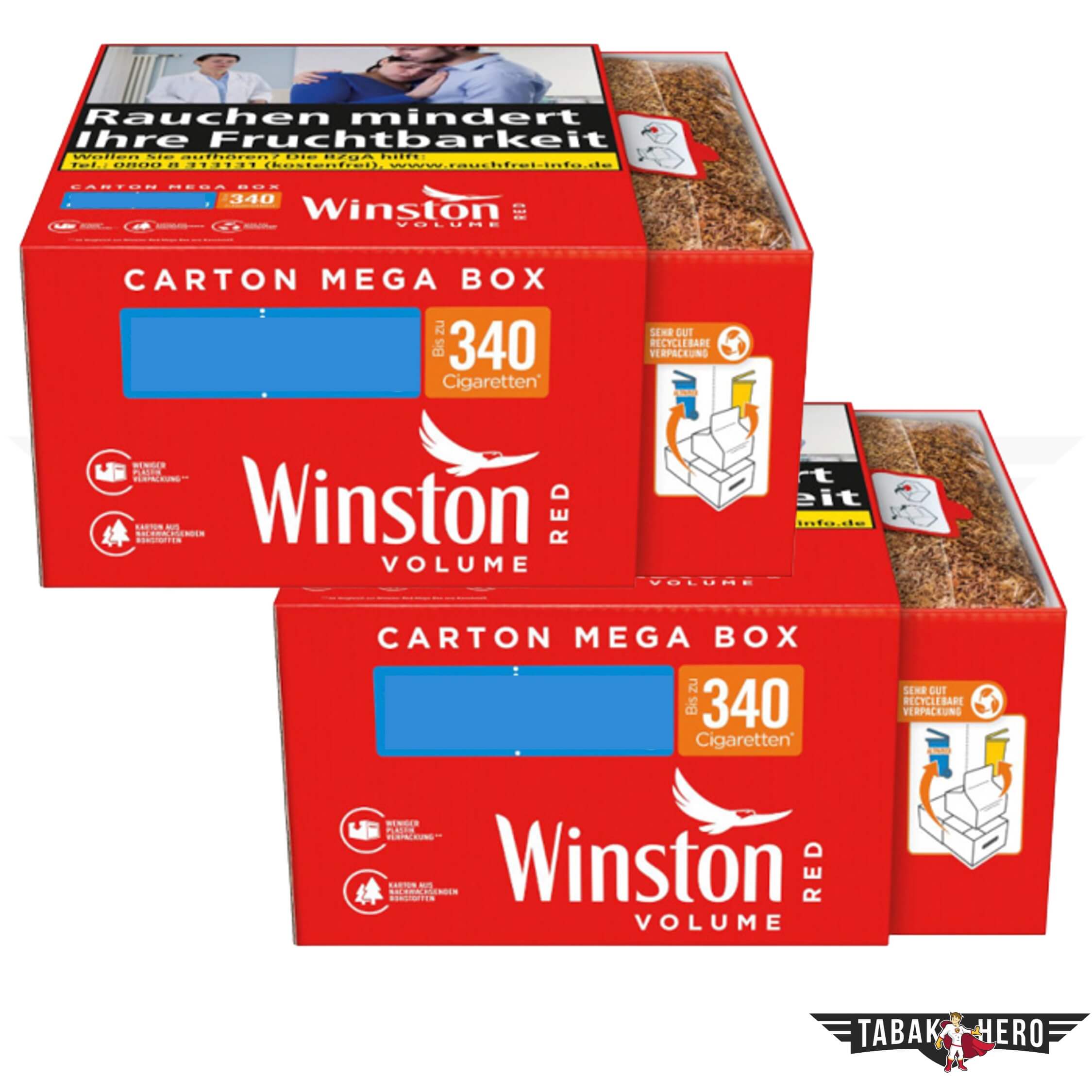 2x Winston Red Megabox Tabakeimer 140g (Stopftabak / Volumentabak)