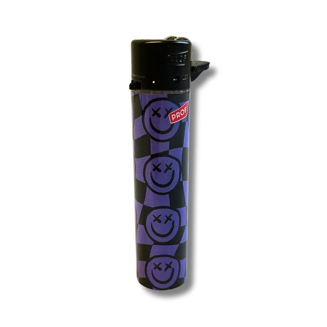 Prof Feuerzeug Reibrad Muster Smiley Lila Prof Feuerzeug Reibrad Muster Smiley Lila