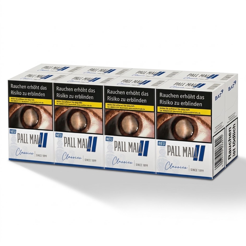 Pall Mall Classics Blue XXL Stange mit 8 Super Box Schachteln à 28 Filterzigaretten