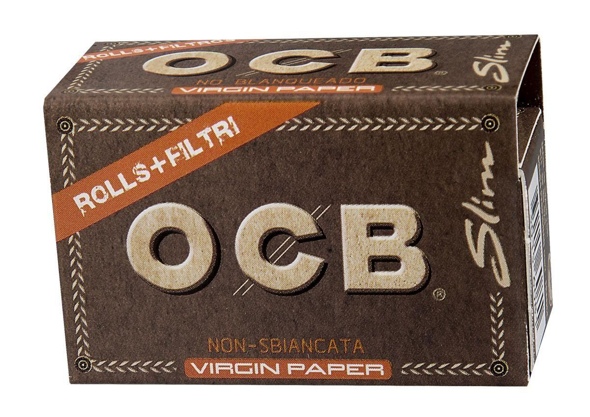 20 x OCB Unbleached Slim Virgin Paper Roll Kit Drehpapier/ Blättchen/ Zigarettenpapier