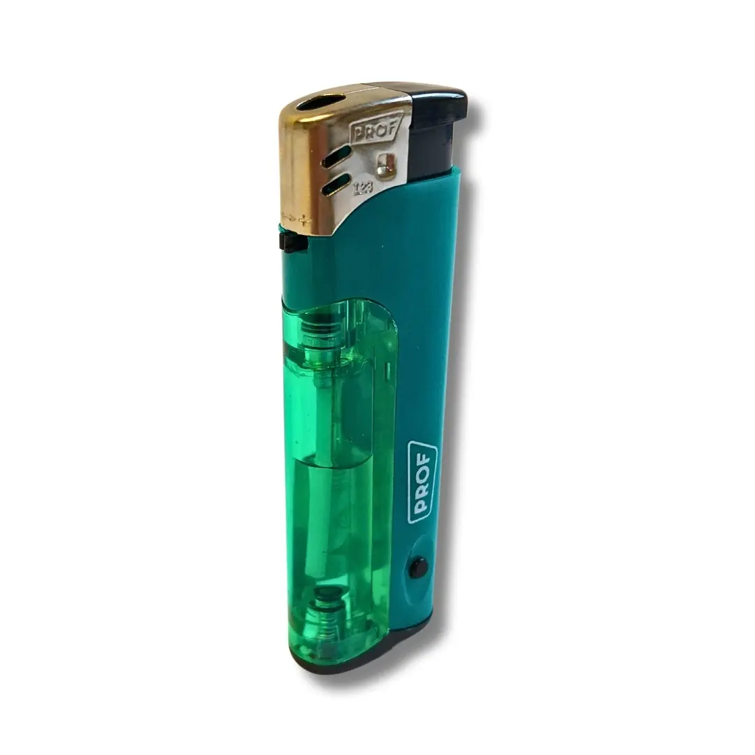 Prof Feuerzeug Elektro mit Licht Silber Türkis