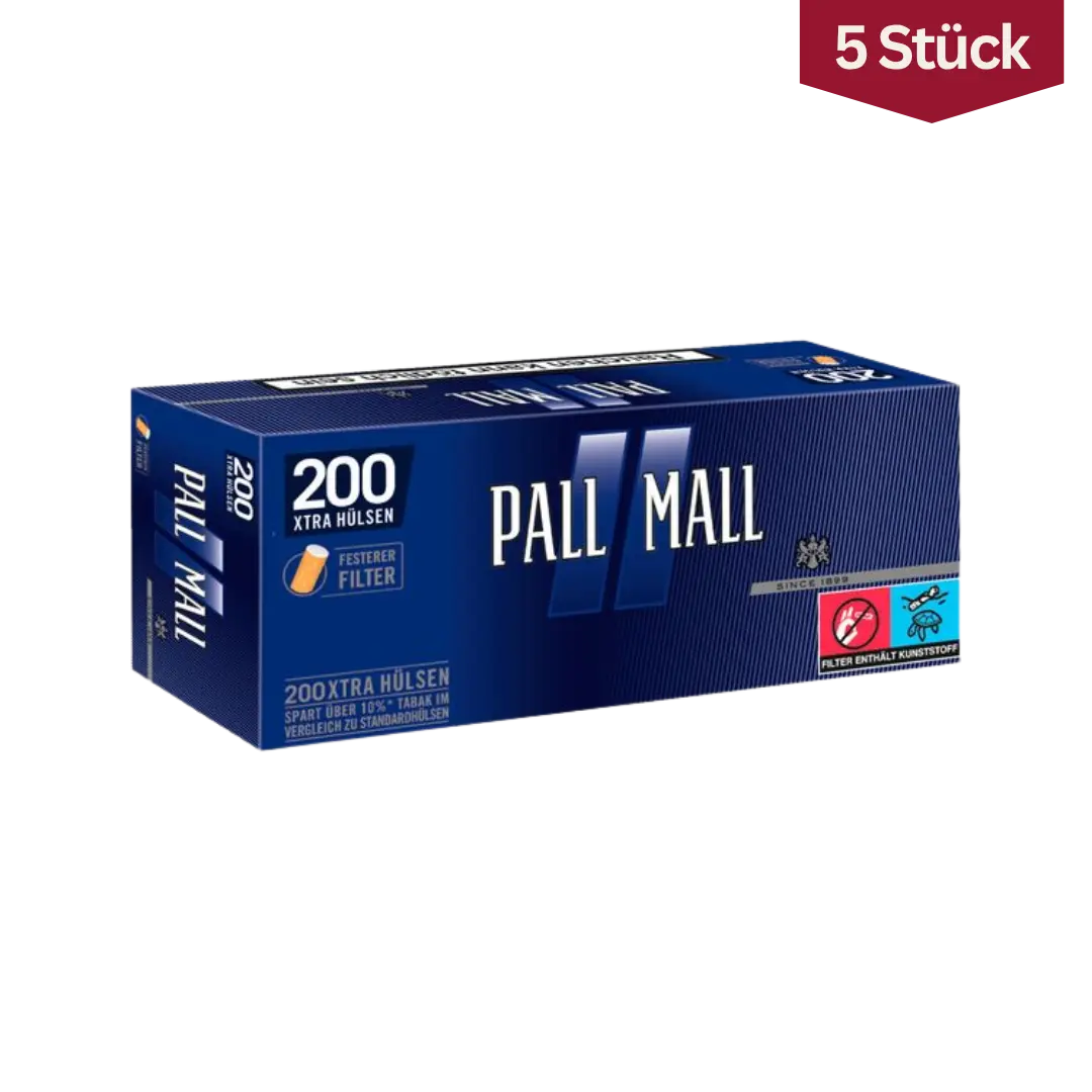 Bundle: Pall Mall Blue Filterhülsen Extra Size (5x200 Stück)
