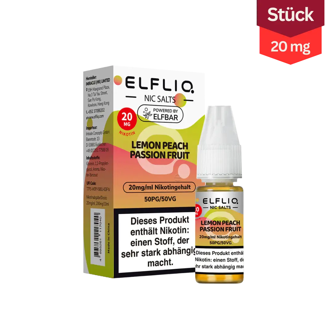 Elfliq Vape Liquid Lemon Peach Passionfruit