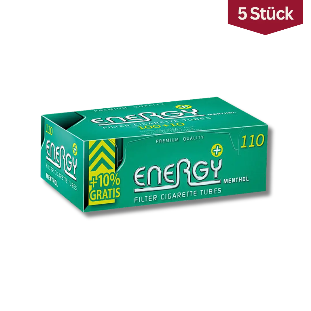 Bundle: Energy Plus + Menthol Zigarettenhülsen King Size (5x110 Stück) Bundle: Energy Plus + Menthol Zigarettenhülsen King Size (5x110 Stück)