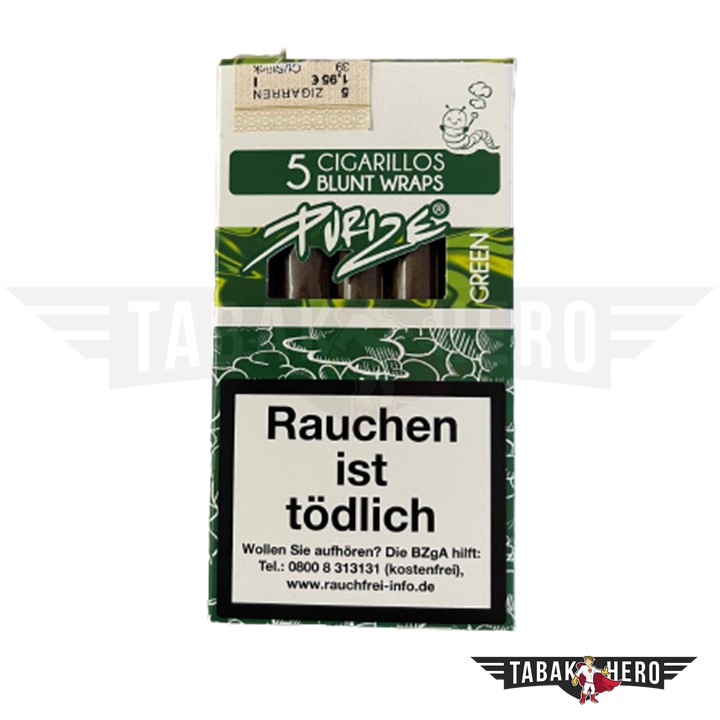 Purize-Green-TH15126-PP Purize Zigarillo Blunt Wrap GREEN Apfel (5 Stück)