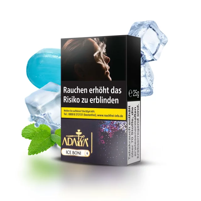 Adalya Shisha Tabak Ice Boni 25g Packung mit süßem Eisbonbon Geschmack