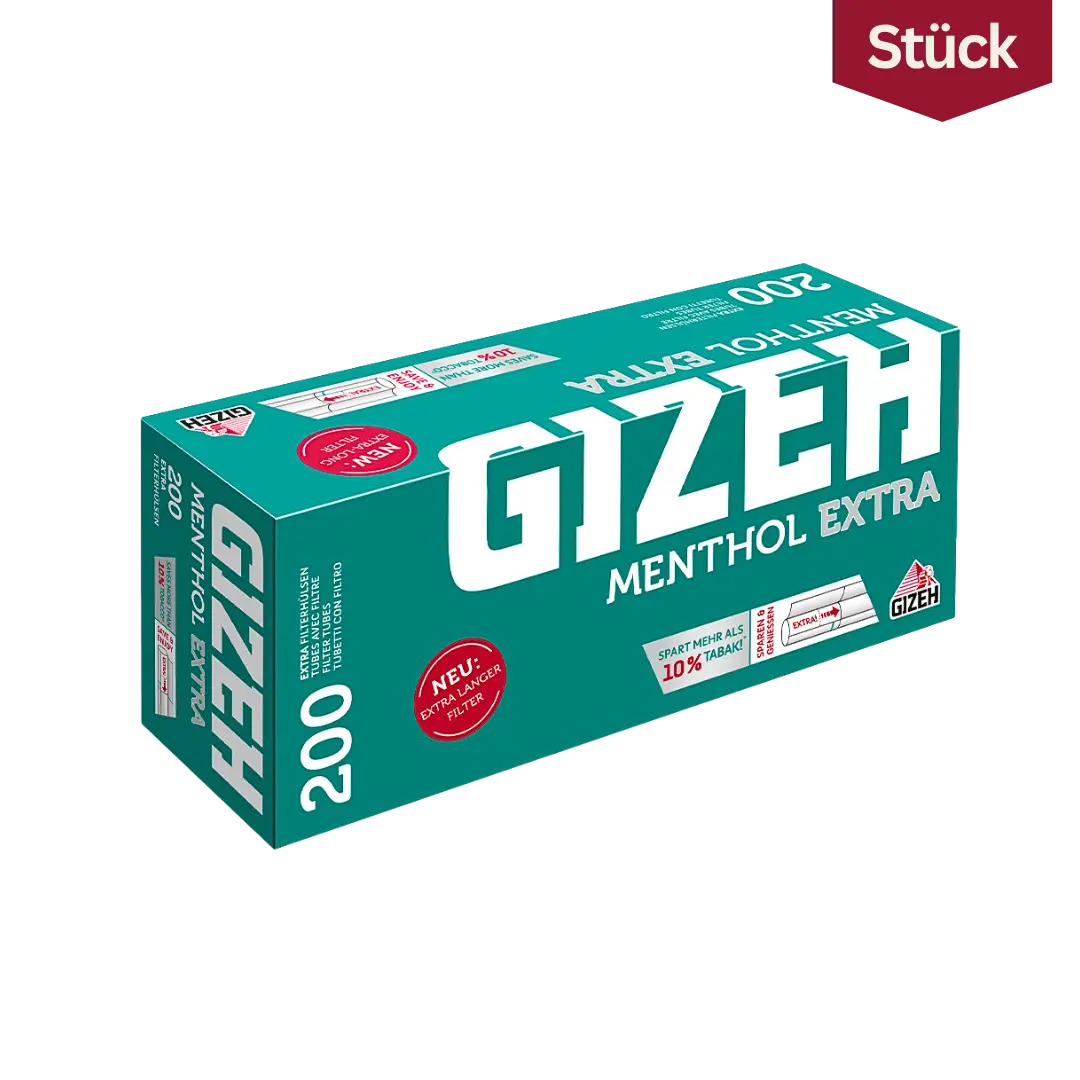 Gizeh Menthol Zigarettenhülsen Extra Size (200 Stück) Gizeh Menthol Zigarettenhülsen Extra Size (200 Stück)