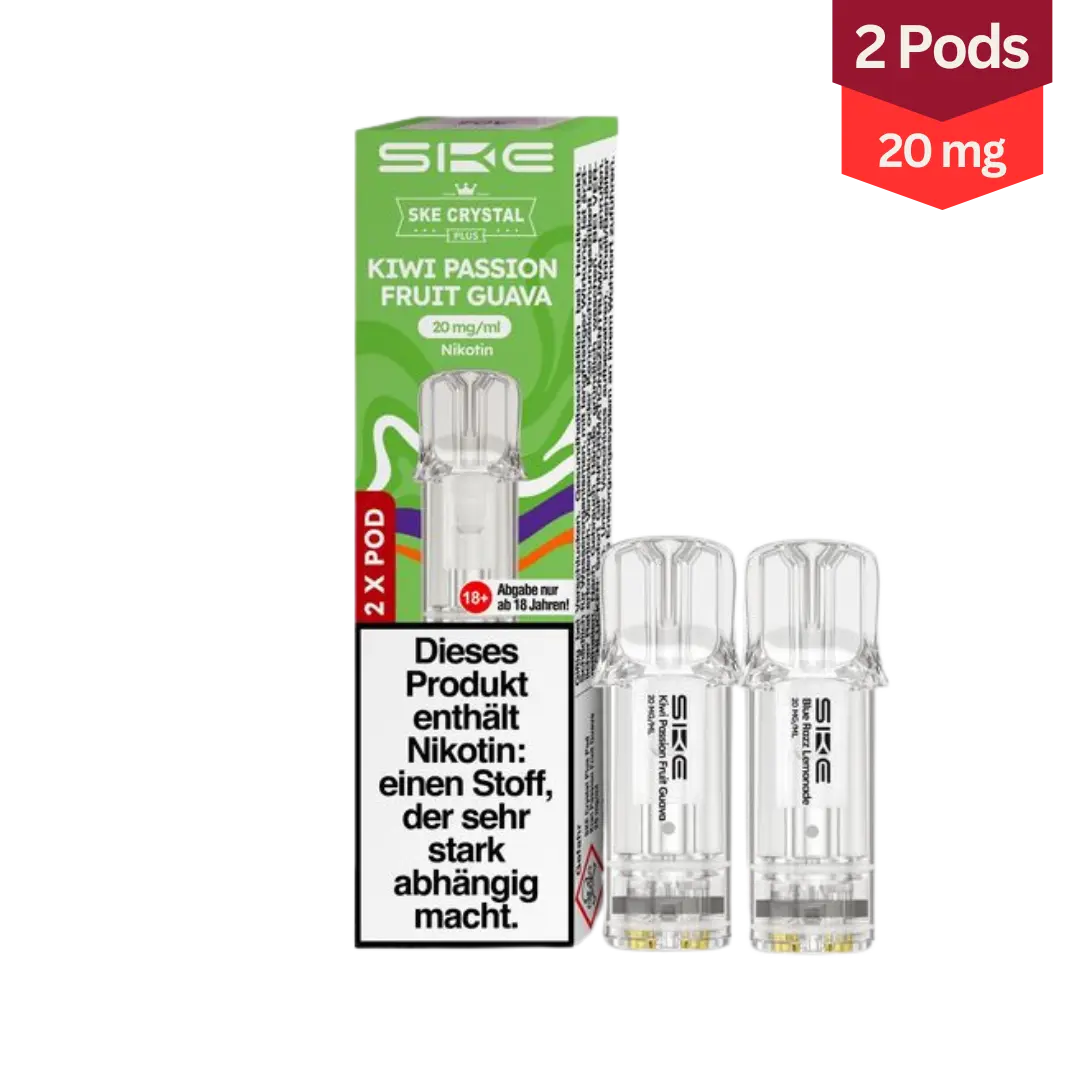 SKE Crystal Plus Kiwi Passion Fruit Guava Vape Pods 20mg (1x2 Stück)