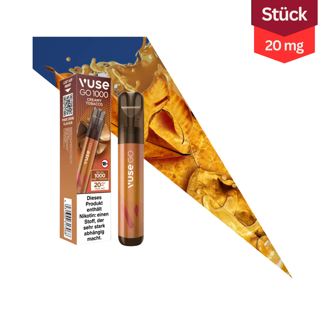 Vuse GO 1000 Creamy Tobacco Vape Einweg E-Zigarette 20mg Vuse GO 1000 Creamy Tobacco Vape Einweg E-Zigarette 20mg