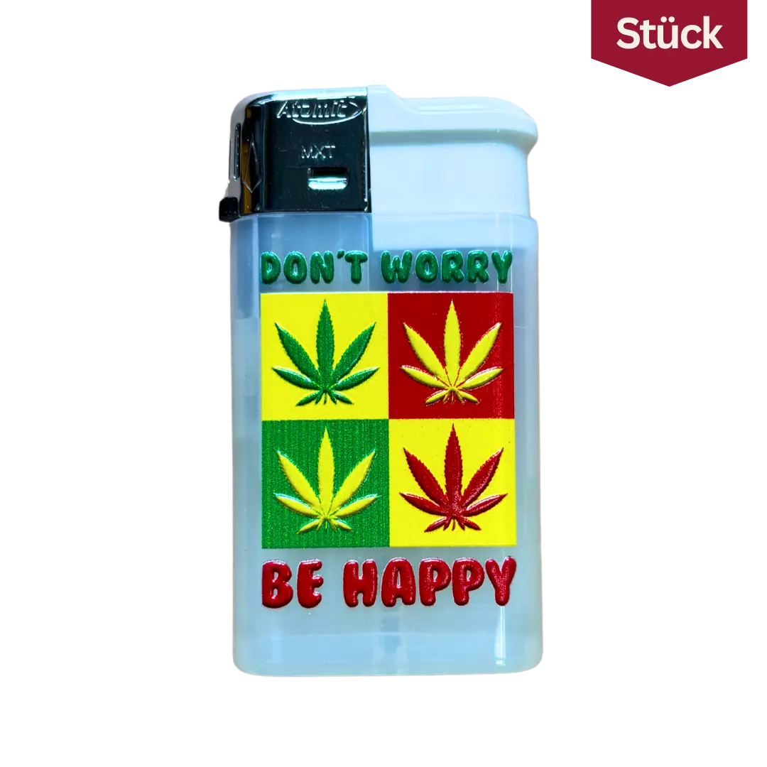Atomic Feuerzeug White Dont Worry Be Happy Leaf