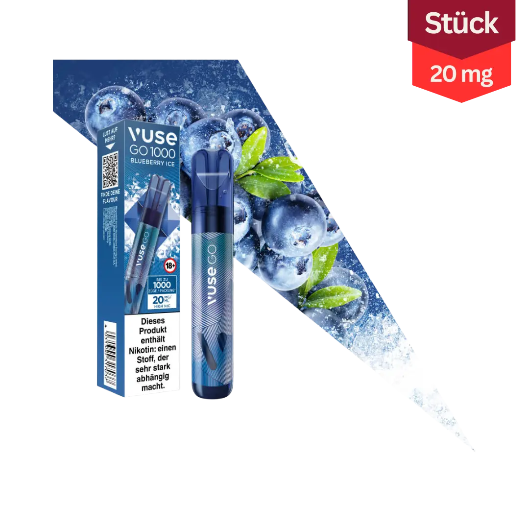 Vuse GO 1000 Blueberry Ice Vape Einweg E-Zigarette 20mg Vuse GO 1000 Blueberry Ice Vape Einweg E-Zigarette 20mg