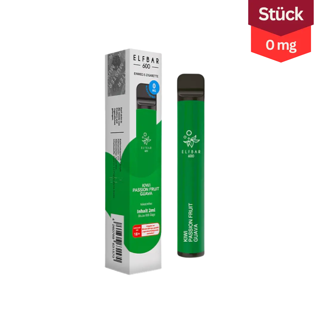 Elfbar Kiwi Passion Fruit Guava 0mg 600 Züge Vape Einweg E-Zigarette