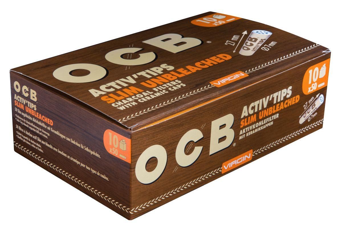 OCB Unbleached Slim Activ Tips 7 mm (1x50 Stück)