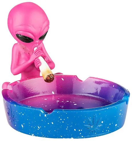 Aschenbecher "Alien" blau/pink 12,5×11,5×8,5 cm