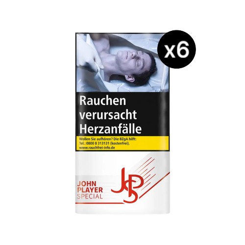JPS John Player Special Tabak Red Feinschnitt Bundle 6x 30g Pouches Vorratspackung kräftiger American Blend