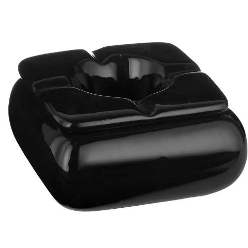 Keramik Aschenbecher schwarz, klein, eckig