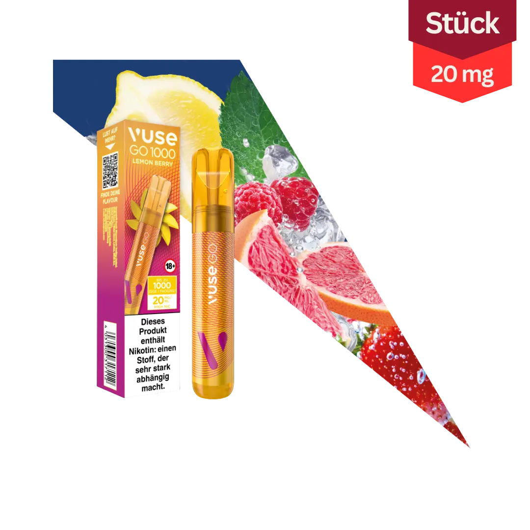 Vuse GO 1000 Lemon Berry Vape Einweg E-Zigarette 20mg Vuse GO 1000 Lemon Berry Vape Einweg E-Zigarette 20mg